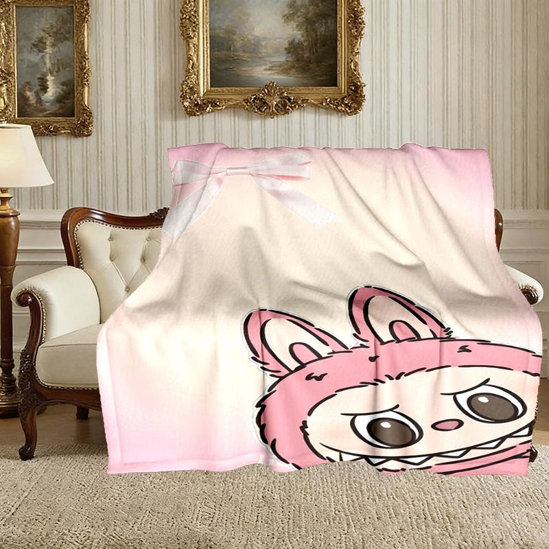 [1pc LABUBU Blanket] All-Season Blanket - Cozy Blanket for Sofa Couch Home Decoration, Digital Printed Nap Blanket