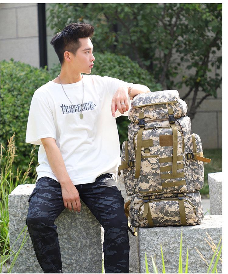Водонепроницаемый походный рюкзак камуфляжной расцветки для улицы объемом 80 л - Большая вместимость для путешествий, кемпинга и спорта
