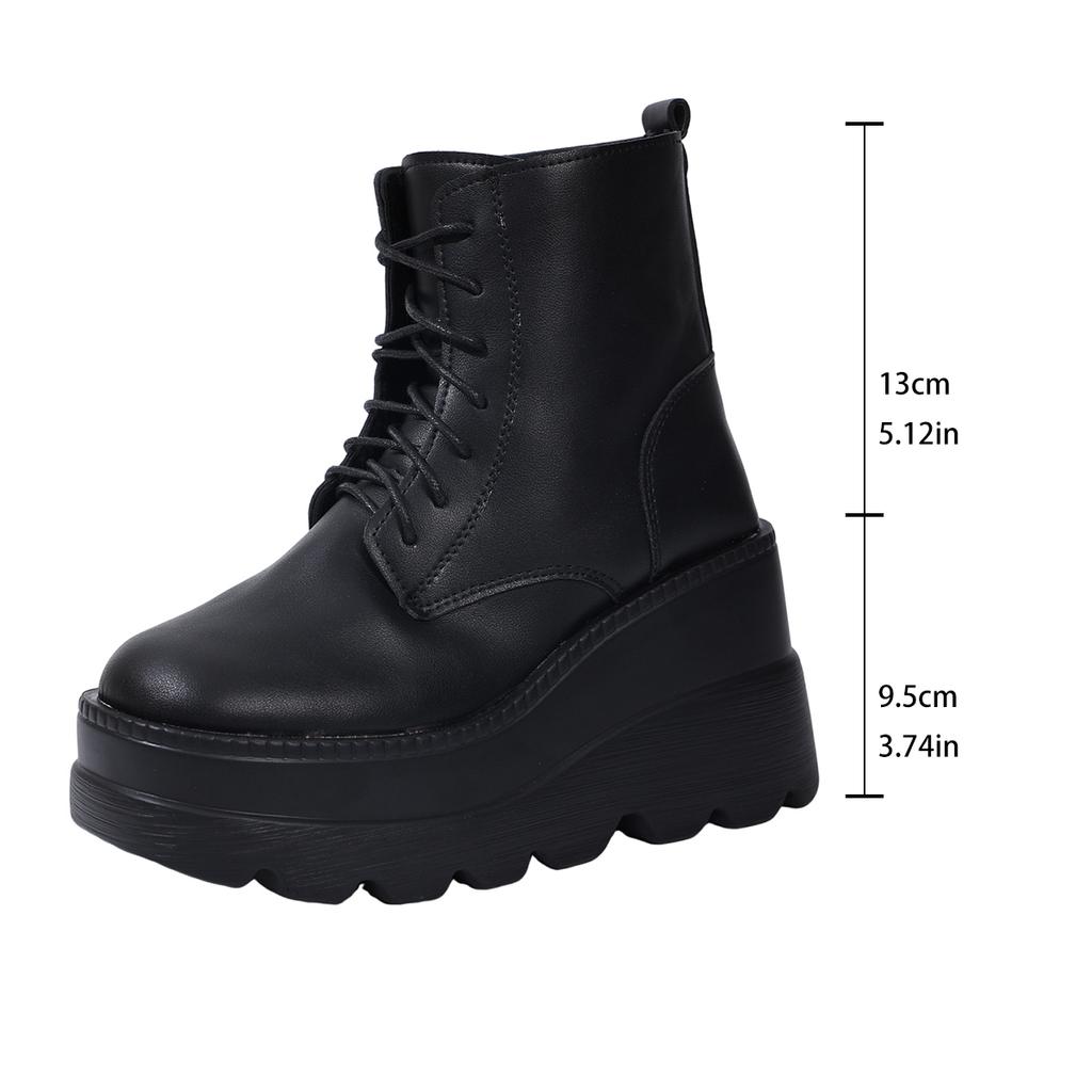 Модные новые женские ботильоны из искусственной кожи, женские осенне-зимние туфли на шнуровке с круглым носком, женские мотоциклетные ботинки на платформе в готическом стиле для косплея 98