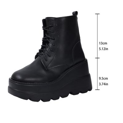 Новые женские ботильоны из искусственной кожи Женские осенне-зимние туфли с круглым носком на шнуровке Женские мотоциклетные ботинки на платформе Готические ботинки для косплея 98