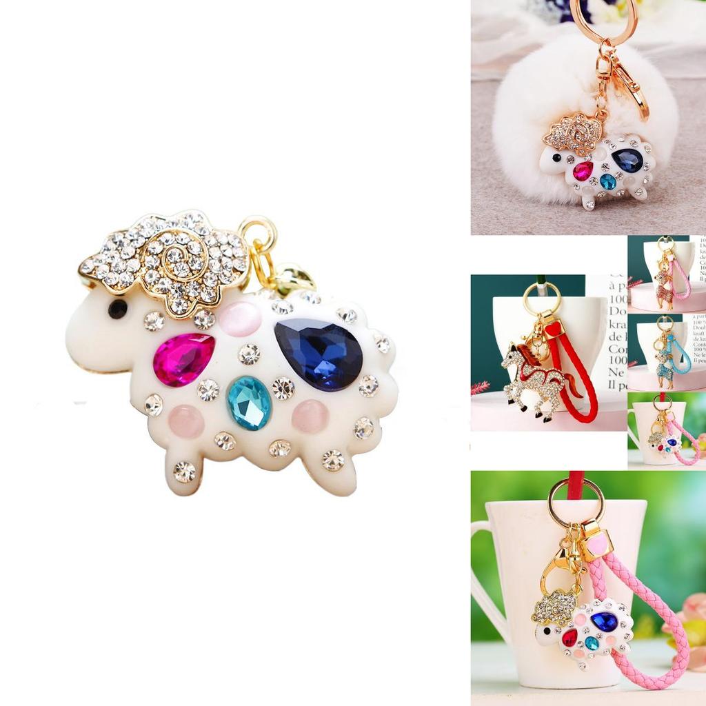 Очаровательный металлический брелок Креативный дизайн маленькой овечки со сверкающими стразами для женщин