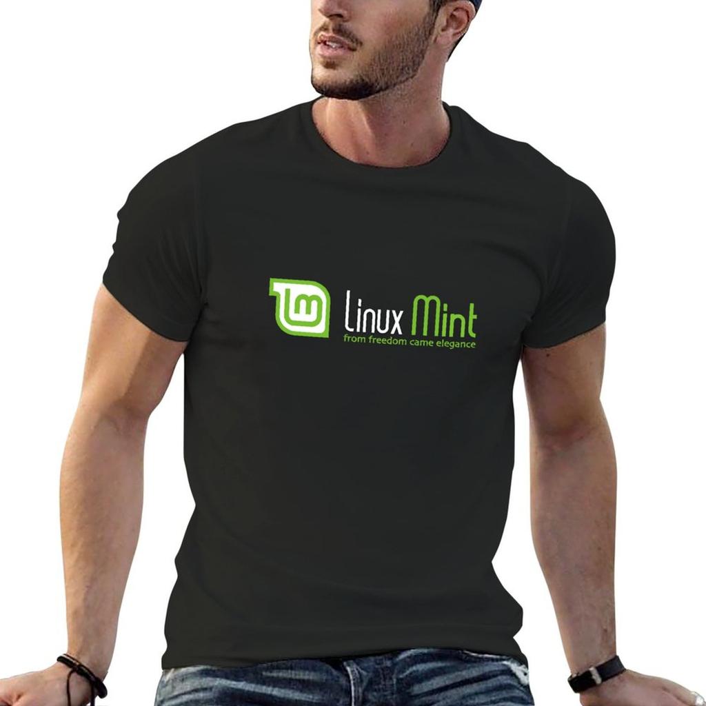 Linux Mint T-Shirt Blacks Baggy Shirts Tops Mens T Shirt Graphic
