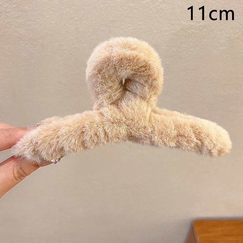 Мягкая молочно-кофейная серия пушистых плюшевых заколок для волос на затылке, теплые большие плюшевые заколки-акула, заколки-когти для волос