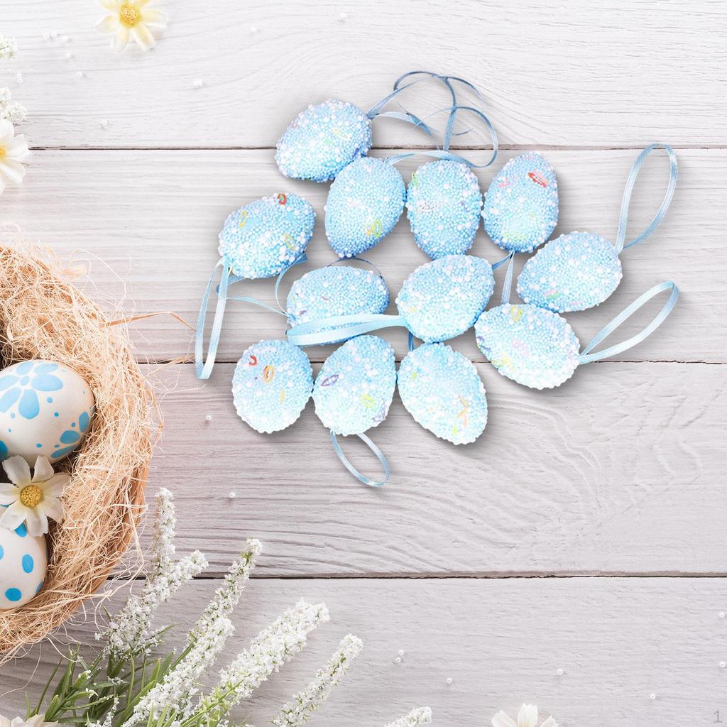 12 шт. 3x4 см, подвесные пасхальные яйца с ленточной петлей, декоративные для украшения дерева, многоразовые