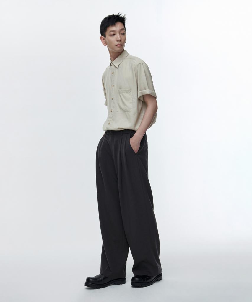 MUSINSA STANDARD Super Wide Hidden Banding Slacks [Dark Gray]