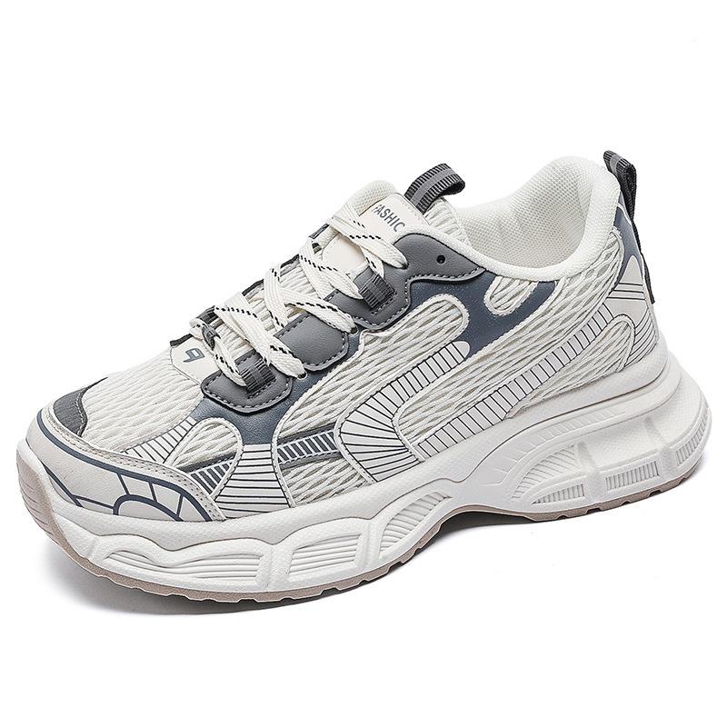 2024 лето новые дышащие кроссовки для папы в корейском стиле, повседневная спортивная обувь для студенток, женские кроссовки на платформе, увеличивающие рост