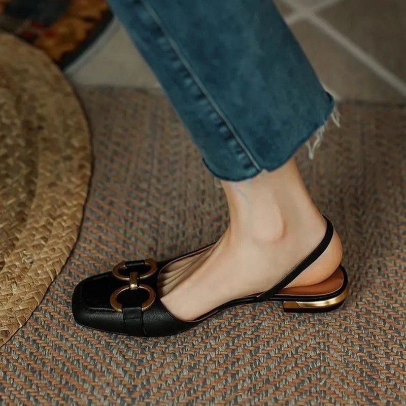 Мода 2024 года, новые летние элегантные офисные туфли для женщин, повседневная обувь, сандалии на квадратном каблуке, женские сандалии на плоской подошве, винтажные сандалии