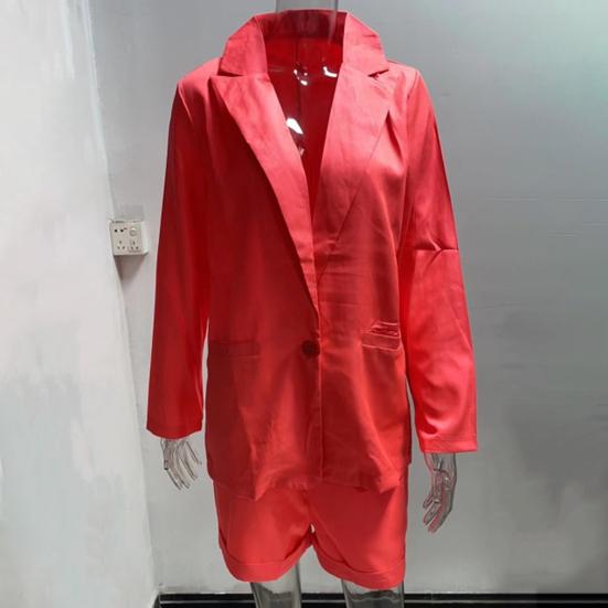 Женский костюм, однотонный кардиган с лацканами, блейзер, летняя куртка, шорты, костюм, уличная одежда, 2 шт./компл.