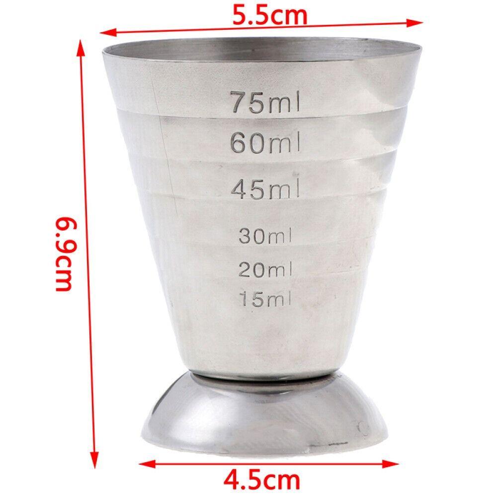 75ML Stainless Steel Measure Cup Jigger Shot Drink Spirit Mixed Cocktail Beaker
