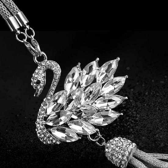 Блестящий лебедь, подвеска для автомобиля, искусственный кристалл, стразы, лебедь, шарм для зеркала заднего вида автомобиля, двусторонняя подвеска для женщин и девушек