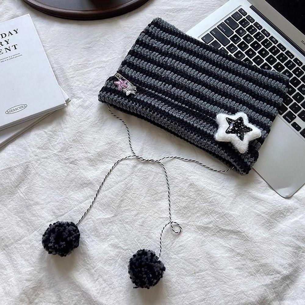 Fashion Striped Star Devil Hat Autumn Winter Women's Hats Crochet Cute Cat Ears Pointed Pullover Knitted Beanie Hat
