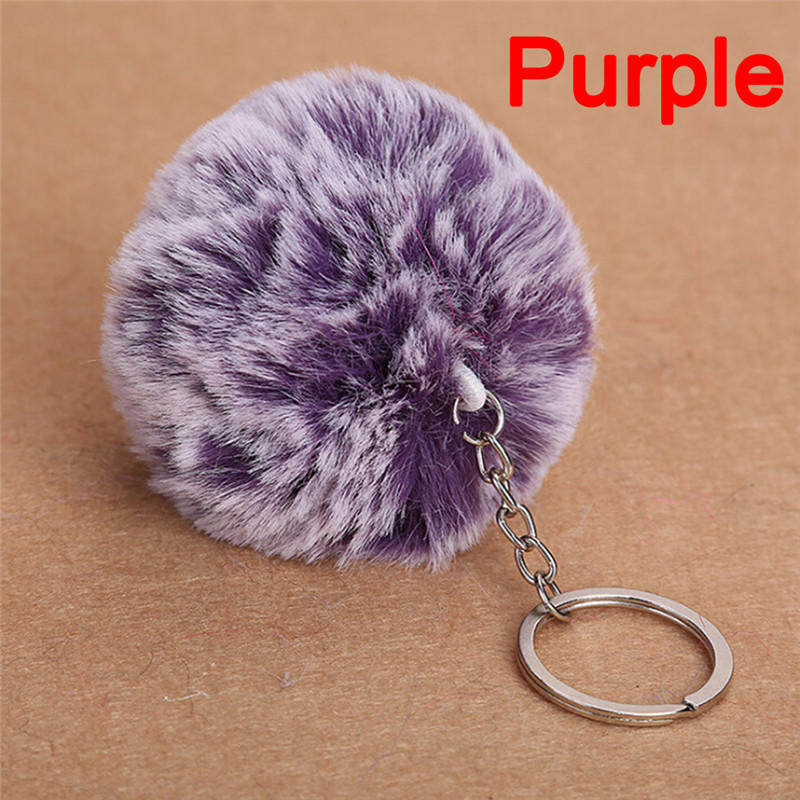 2017 Faux Rabbit Fur Pom-Pom Key Chain Bag Charm Fluffy Puff Ball Keyring
