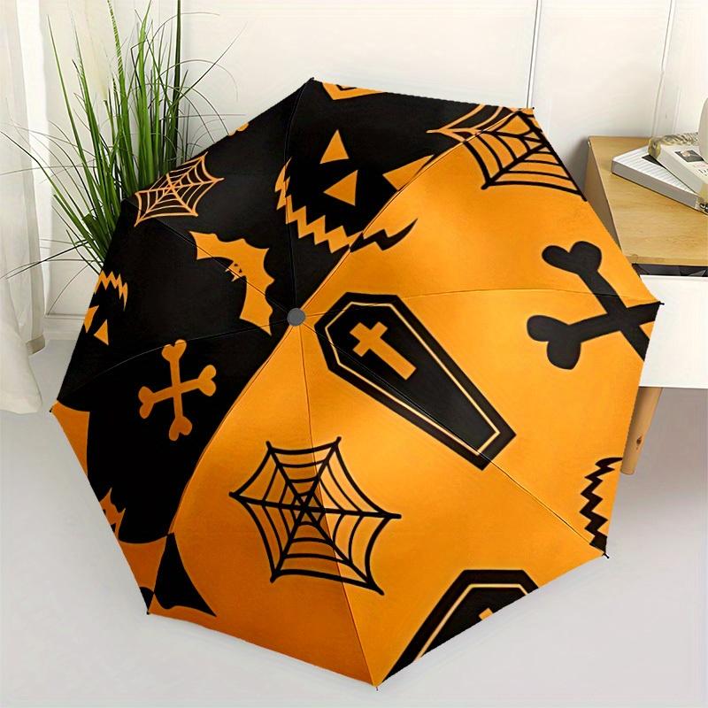 1pc Halloween Spooky Automatic Open 8-Rib Windproof Umbrella, Travel & Commuting, Suitable for All Seasons