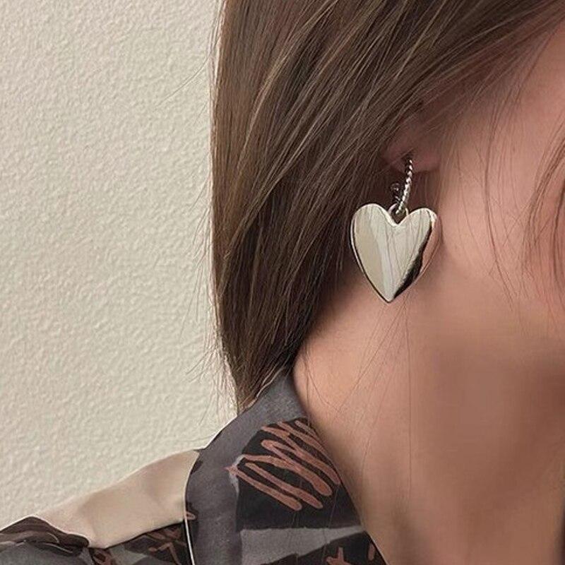 Модные серьги с кристаллами в виде большого сердца для женщин, бижутерия, геометрические серьги со стразами, эффектные ювелирные изделия, подарки