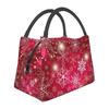 Веселого Рождества Снеговик Узор Изолированные Ланч-Бэг Сумки для Женщин Снежинки Узор Портативный Термохолодильник Bento Box Работа Путешествия