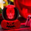 Yousheng Хэллоуин Искусственный хрустальный шар Ночник 3D Тыква Череп Ведьма Дом с привидениями Паутина Стеклянный шар Лампа с подставкой Питание от USB Светящаяся сфера