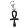 [Q4905] - Silver Charm Pendant 'Egyptian Cross' Black Silver (rhodium-plated) - 19x10 Mm