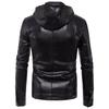 Autumn and Winter New Men's Hooded Leather Jacket Biker Jacket Men's PU Leather Workwear Jacket