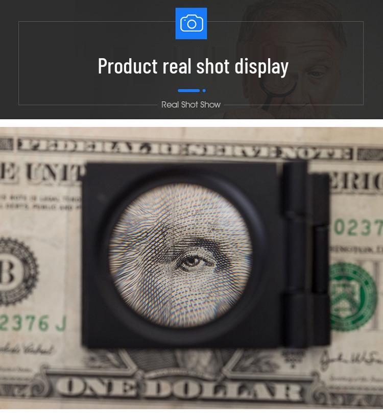 9005B 10x LED Light All-Metal Folding Magnifier with Scale for Cloth Measurement