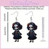 Black Halloween Themed Skull Rose Girl Four Pattern Women Earrings Acrylic
