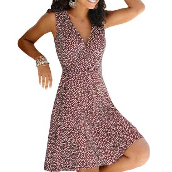 Летнее женское платье с V-образным вырезом без рукавов А-силуэта с большим подолом, приталенное, плюс размер, на шнуровке, с принтом, курортное мини-платье, короткое платье для шоппинга для свиданий