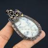 Natural Dendrite Opal Gemstone Handmade Copper Wire Wrap Pendant 3.15" r1V25