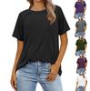 Женские однотонные летние повседневные свободные футболки с короткими рукавами и круглым вырезом