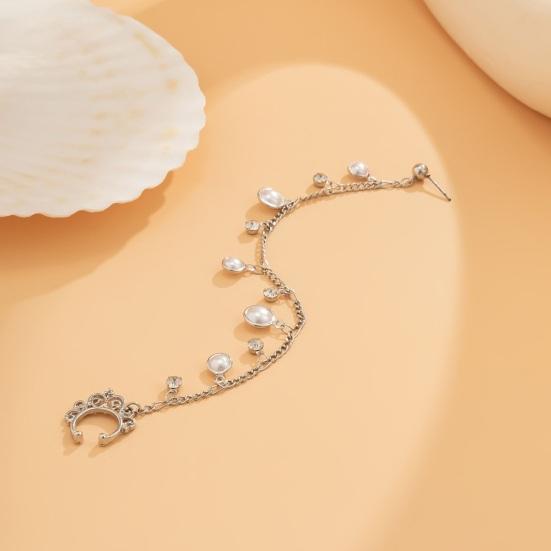 Ethnic Style Star Chain Faux Nose Pearl Tassel Leaf Jewelry Piercing Stud Earrings Nose Ring