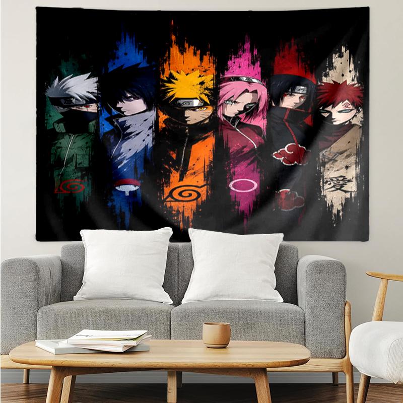 Naruto Print Tapestry, Backdrop, Easy Setup, Ideal for Bedroom, Office & Living Room, with Aesthetic Wall Hanging Decor.