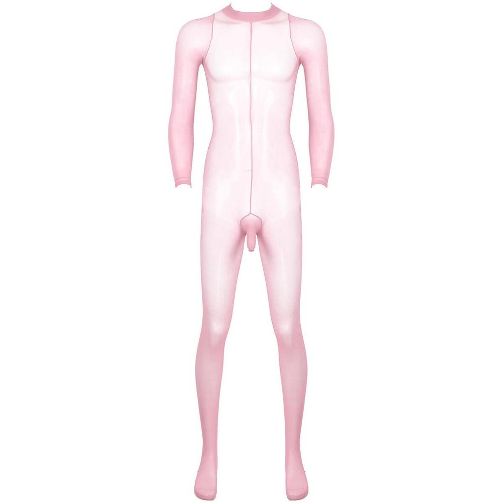 Men's Sheer Mesh Full Body Stockings Pantyhose Stretchy Footed Tights Leggings Bodysuit
