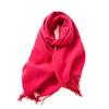 Double Sided Solid Color Scarf For Women's Winter Imitation Cashmere Warm Tassels