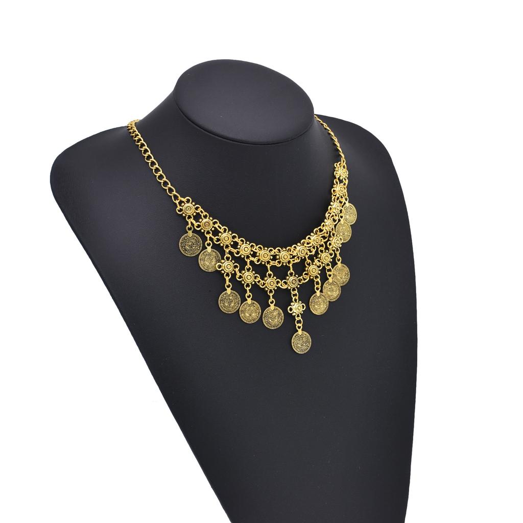 Винтажный головной убор Экзотические украшения для волос Ожерелье Многоцелевой этнический стиль Сплав Монеты Кисточка Цепочка на лоб