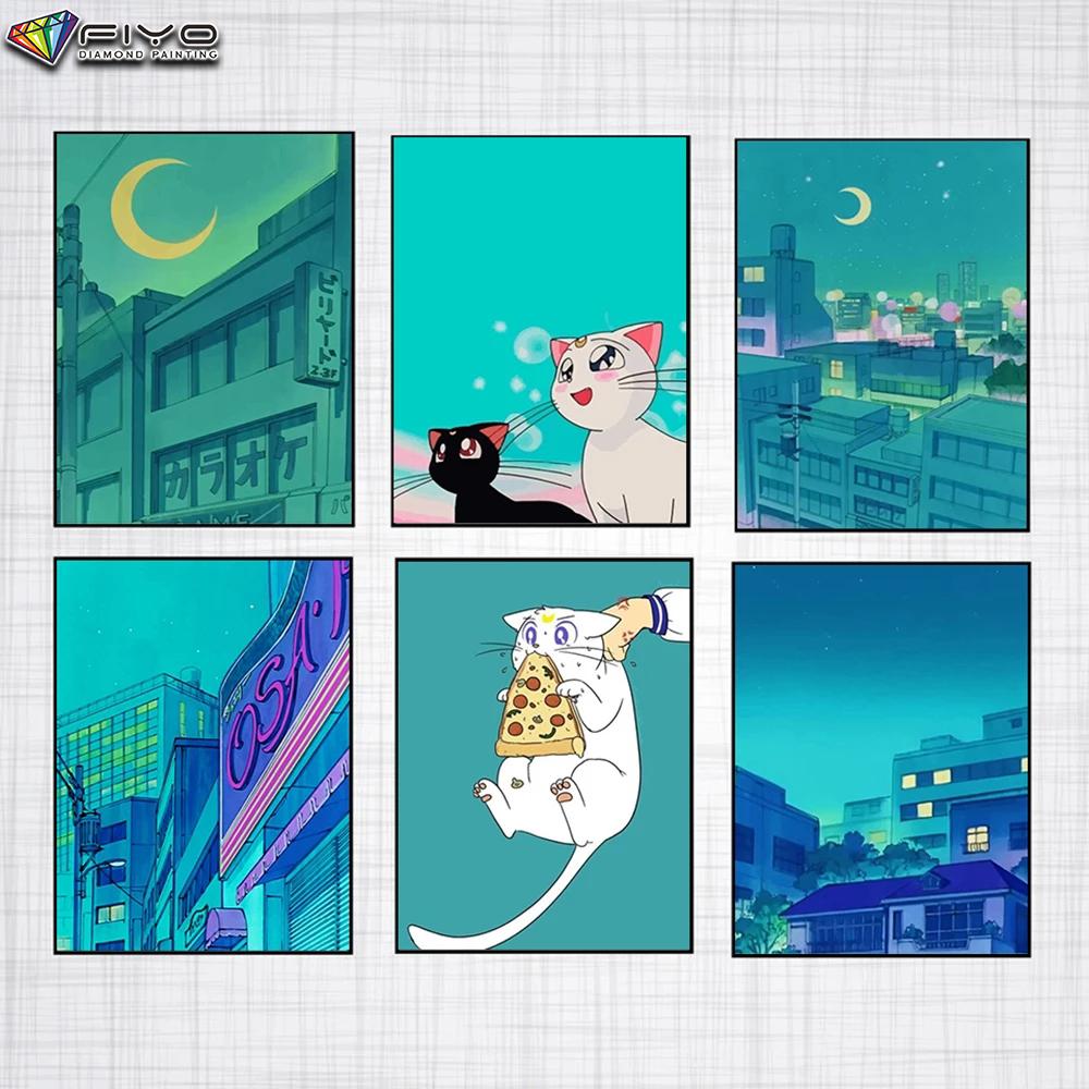 Popular 5D Diy Cross Stitch Sailor Moon Painting Full Drill Cross-Stitch Crafts Kit Wall Sticker Home Decor