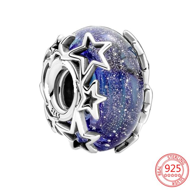 Подвеска из стерлингового серебра 925 пробы, романтическая розовая любовь, фиолетовый камень, подходящий для модного браслета для женщин, изготовление ювелирных изделий своими руками