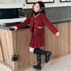 Girls' Red Princess-Style Two-Piece Suit for Autumn/Winter