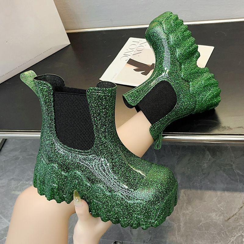 Модная весна-осень 2025 Модная платформа Увеличенные Нескользящие Ботильоны до середины бедра для женщин