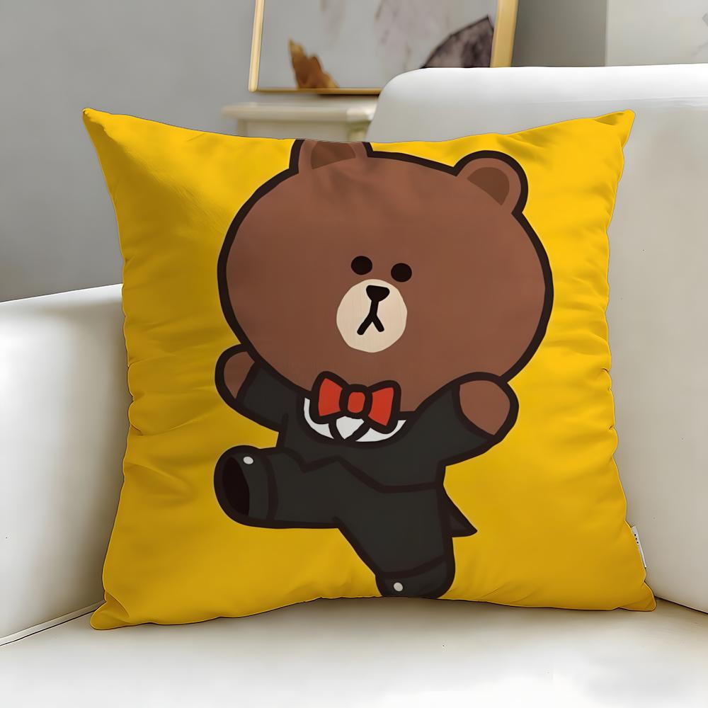 classic cartoon Cartoon Bear Cushion Cover Soft EasyWash Pillow Case Versatile for Couch Bed Travel and Office