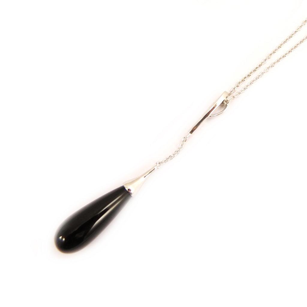 Les Trésors De Lily [L4601] - Silver Necklace 'Eva' Black Silver (rhodium-plated) - 50x8 Mm