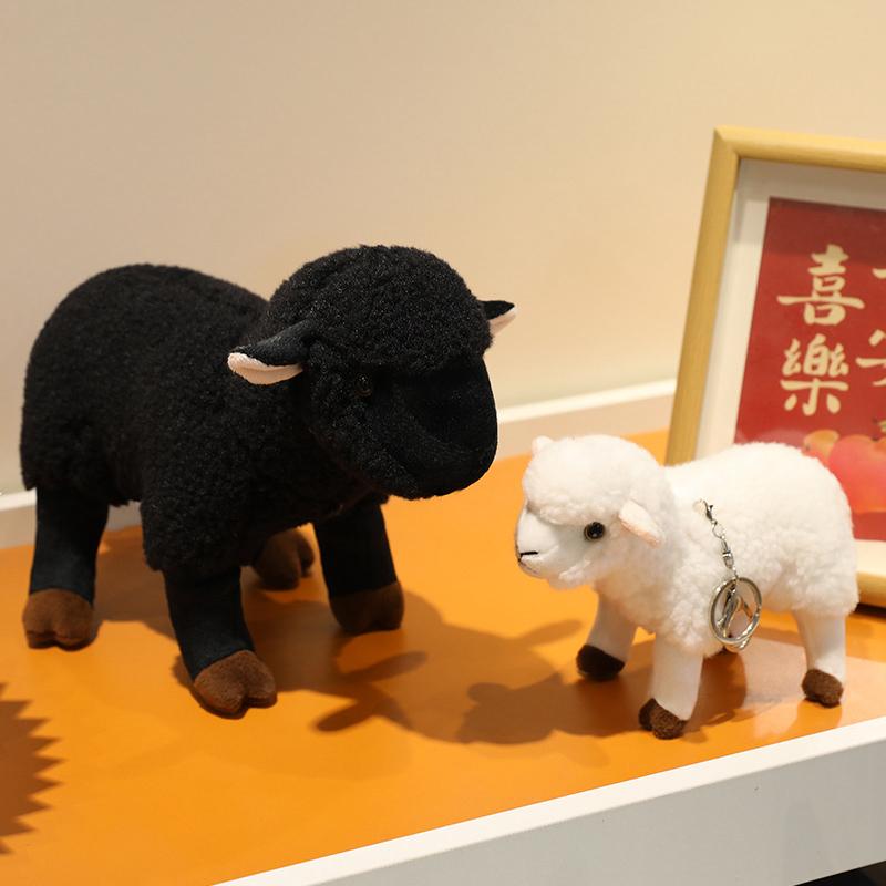 18/30см Реалистичная плюшевая игрушка Овечка Белая,Черная Имитация овечки Плюшевая кукла Подвеска Овечка Мягкая игрушка Подарок на день рождения для ребенка