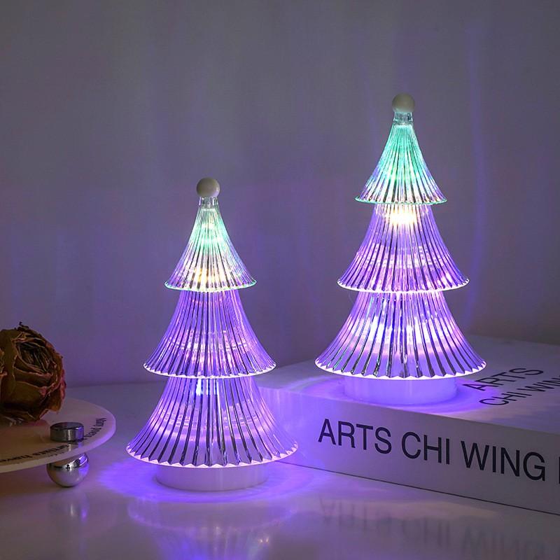 Crystal Christmas Tree Desktop Decor With Warm White Multicolor LED Light Festive Table Lamp Holiday Home