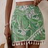 Summer Women's Half-body Skirt Splicing Tassel Short Skirt Ethnic Style A-line Printed Short Skirt