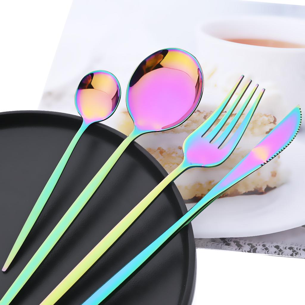 24 шт. золотой набор столовой посуды, набор посуды из нержавеющей стали, нож, вилка, ложка, роскошный набор столовых приборов, кухонные столовые приборы с коробкой, можно мыть в посудомоечной машине