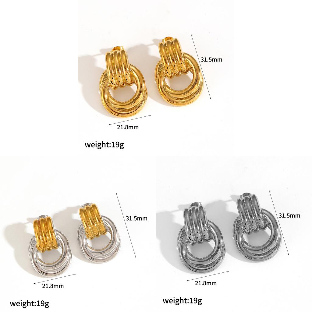 Геометрические Серьги из Нержавеющей Стали с Гальваническим Покрытием для Стильных Женщин