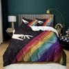 Rainbow Duvet Cover King/Queen Size LGBT Abstract Rainbow Heart Bedding Set for Girls Women Colorful Lines Soft Quilt Cover