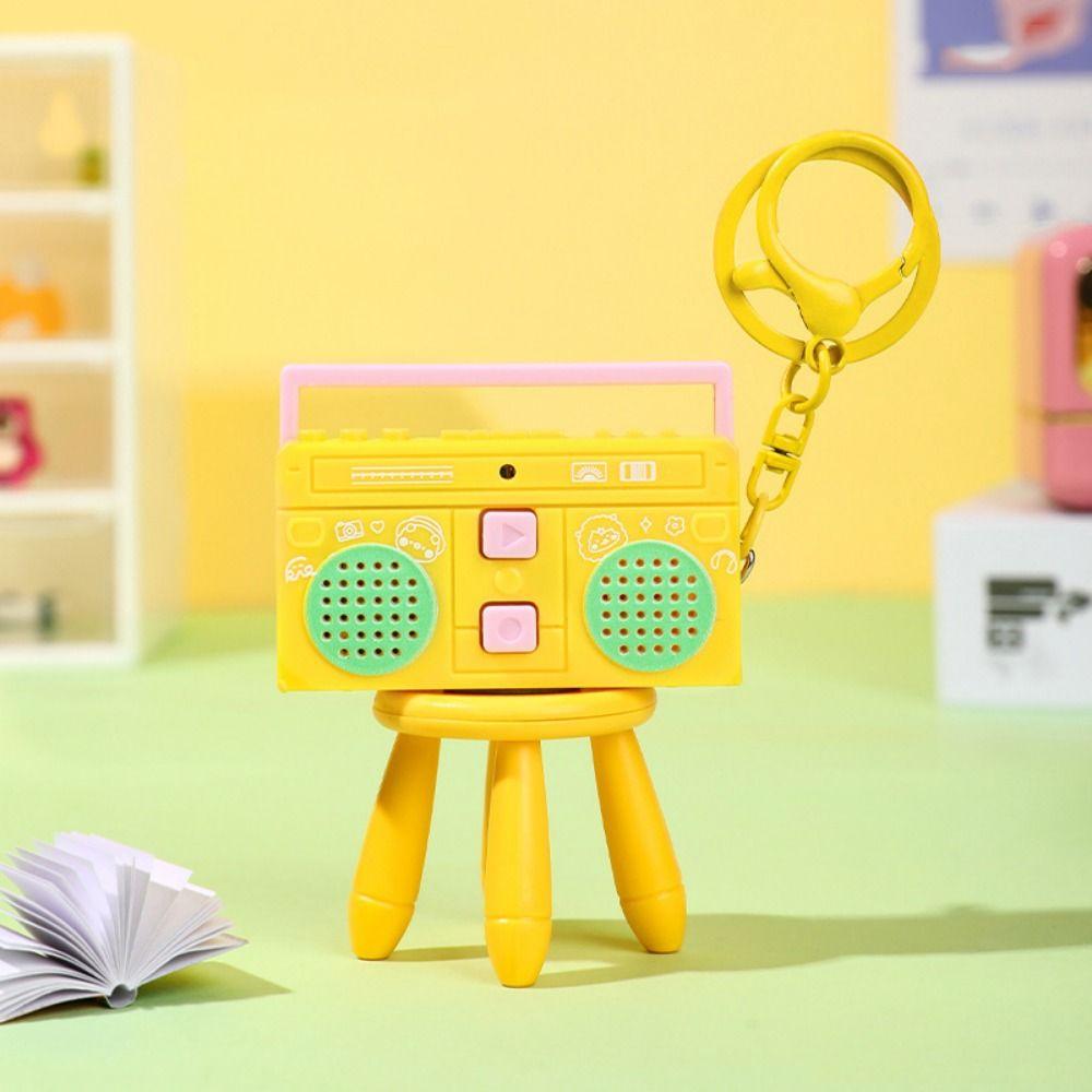 Retro Recording Key Ring Bag Hanging Small Speaker Key Holder Tape Recorder Pendant Birthday Gifts