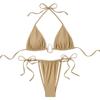 New European and American bikini swimsuit split pure desire wind metal accessories solid color sexy bikini