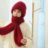 Женская зимняя шапка со встроенным шарфом, толстая, теплая, трикотажная, ветрозащитная, высокоэластичная, полная защита, для путешествий на открытом воздухе в холодную погоду