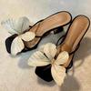 Niche Design Butterfly One-word High Heels 2025 New Fairy Temperament Thick-heeled Cool Slippers