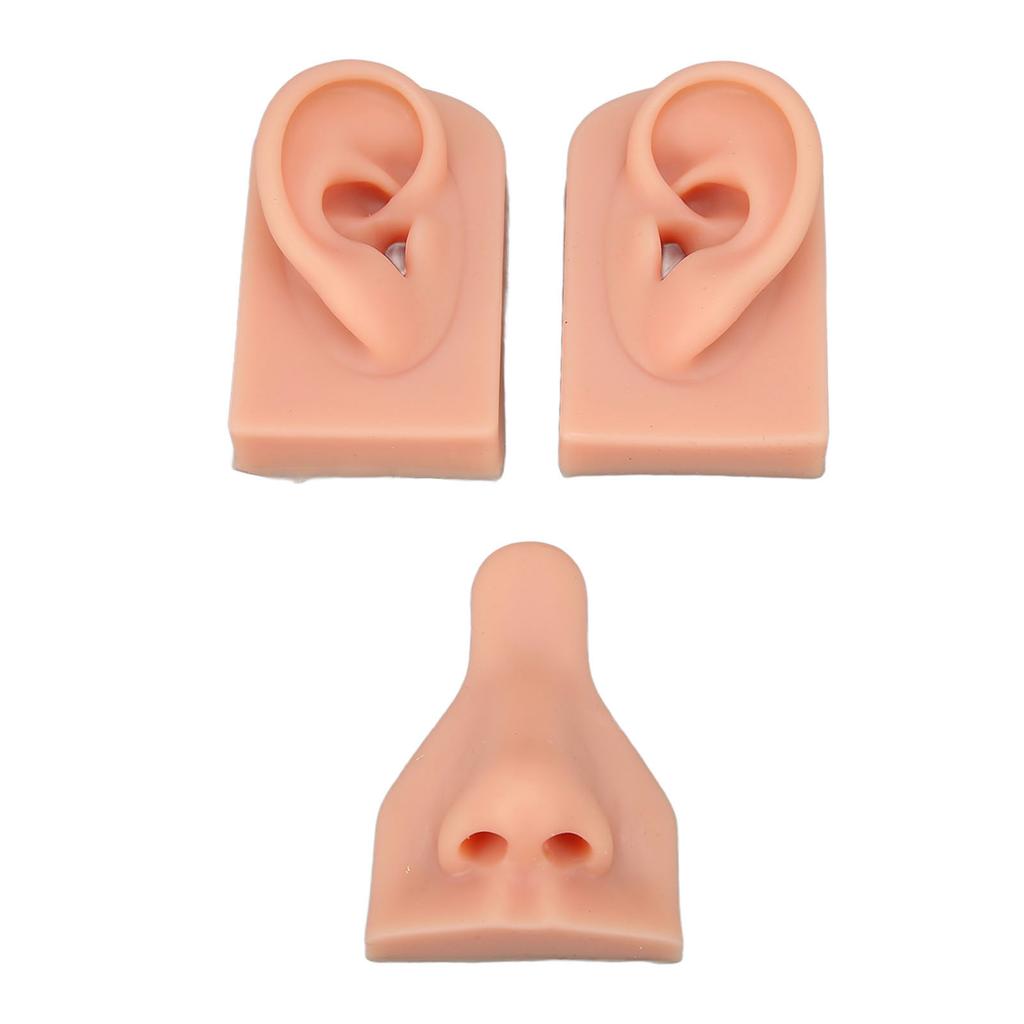 Silicone Piercing Practice Model Simulation Soft Flexible Nose Ears Model for Display Teaching Light Skin Color