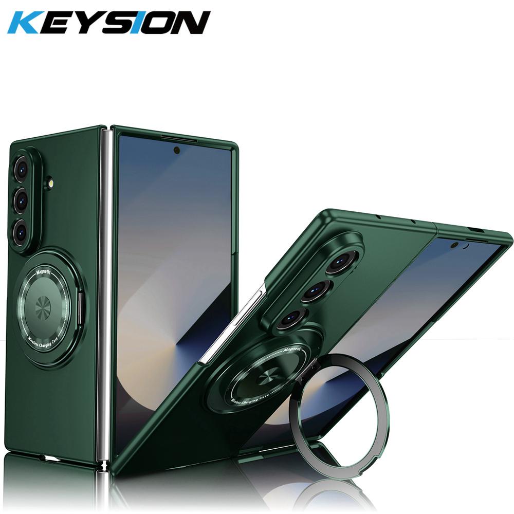 KEYSION Вращающаяся на 360° магнитная подставка-кольцо Чехол для телефона MagSafe для Samsung Galaxy Z Fold 7 5G Беспроводная зарядка Жесткая задняя крышка